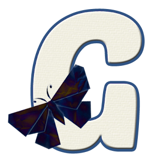 Abecedario con Mariposas Azul Oscuro. Alphabet with Dark Blue Butterflies.