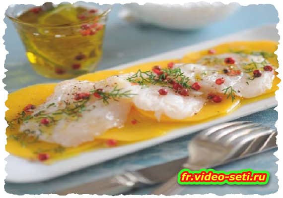 Carpaccio de brochet au melon Carpaccio de brochet au melon