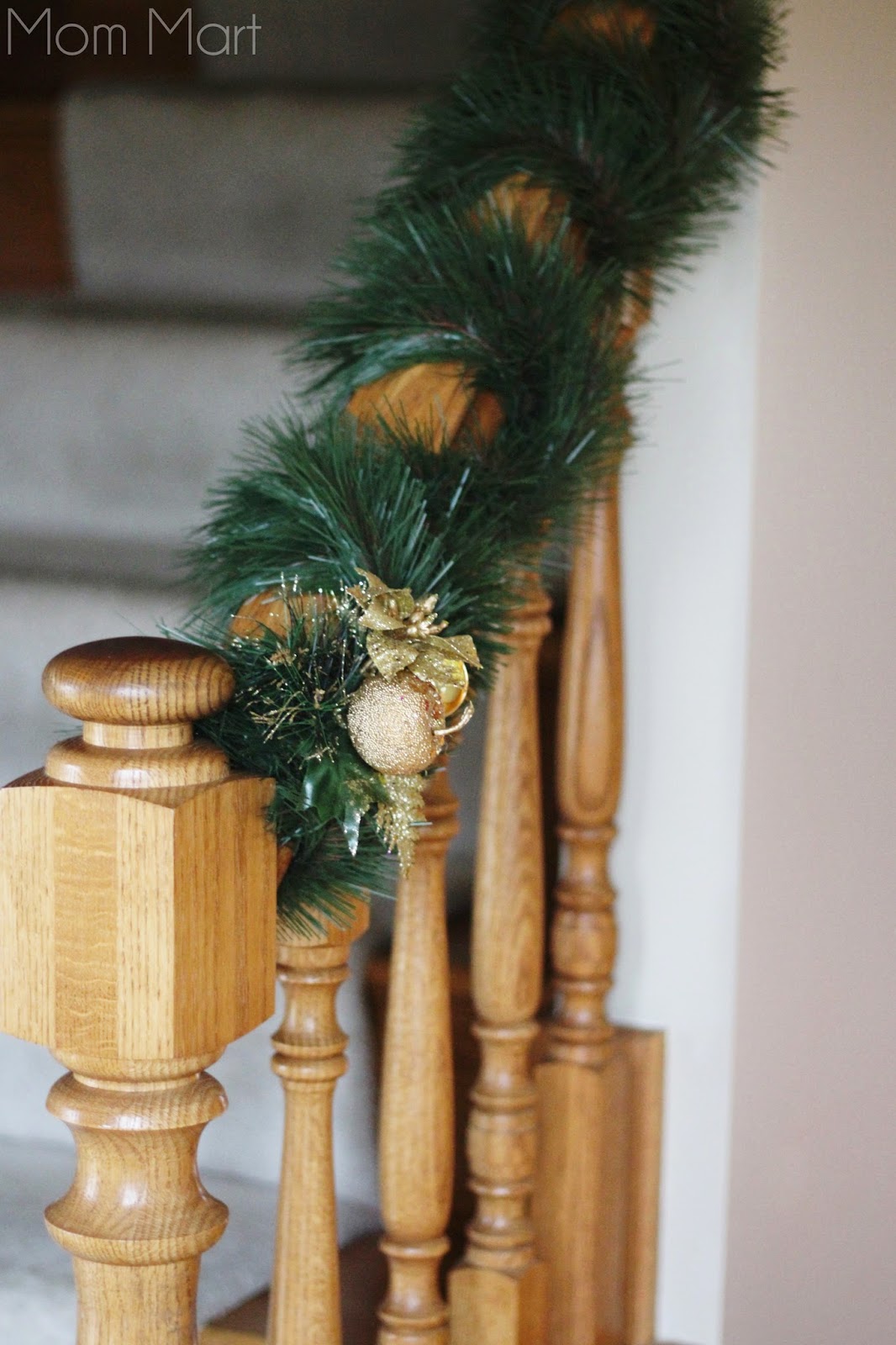 Holiday Decor Christmas Staircase Gold and Green