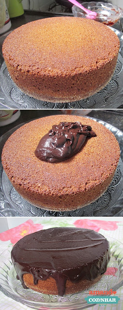 Receita Bolo de banana e canela com cobertura de chocolate