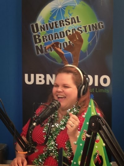 Jenna Edwards wears tinsel and reindeer antlers for Candycane's guest appearance on her talk show, Create Your Life with Jenna Edwards.