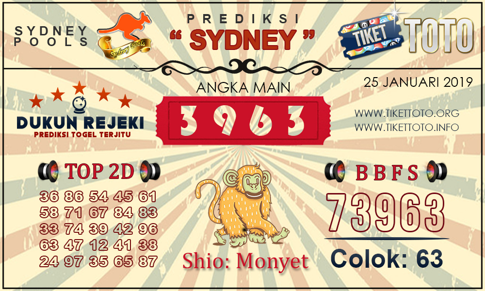 Prediksi Togel SYDNEY TIKETTOTO 25 JANUARI 2019