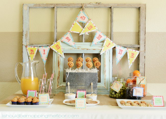 Shabby Chic Sleepover: Easy Breakfast Ideas | Free Banner & Party Food Label Printables | Lots of fun ideas and photos!