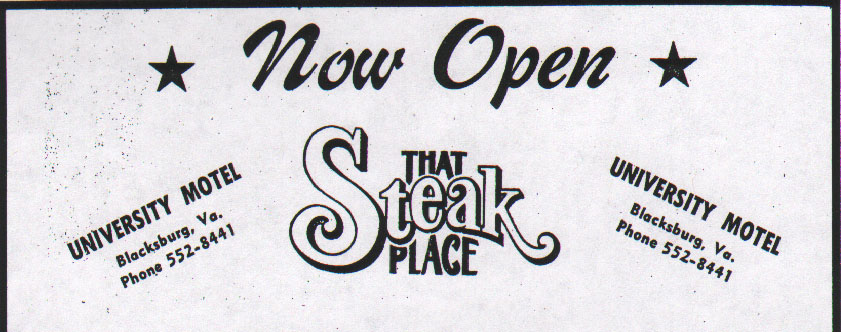 That 70's Blacksburg: That Steak Place