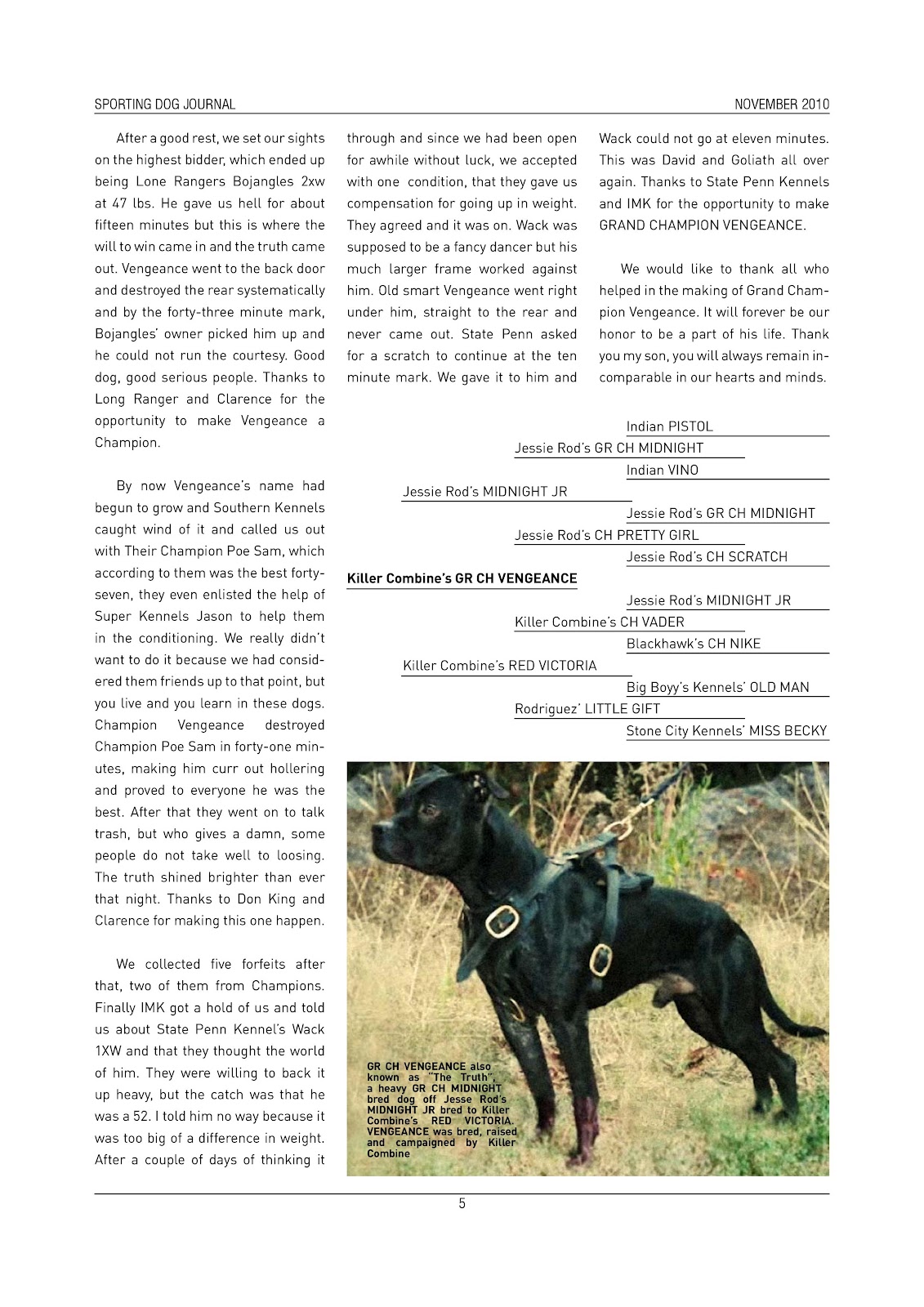 Game Dog World SPORTING DOG JOURNAL NOVEMBER/2010