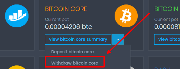 Вывод Bitcoin Core с КоинПот Вывод Bitcoin Core с КоинПот
