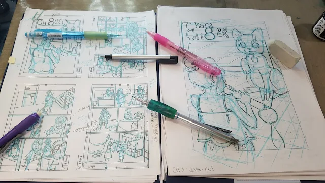 Pencils and Erasers used for thumbnails and roughs stages of comics