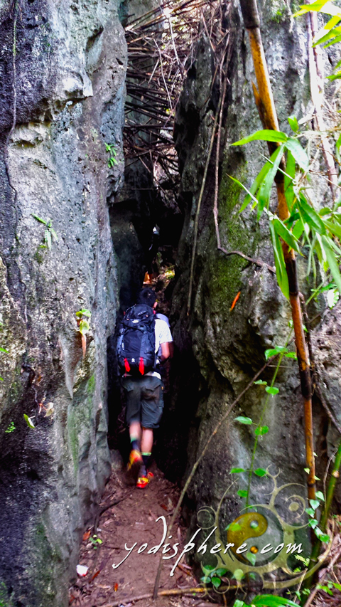 Mt. Sipit Ulang Hiking Cave like passageways as part of the trail going up Mt. Sipit Ulang
