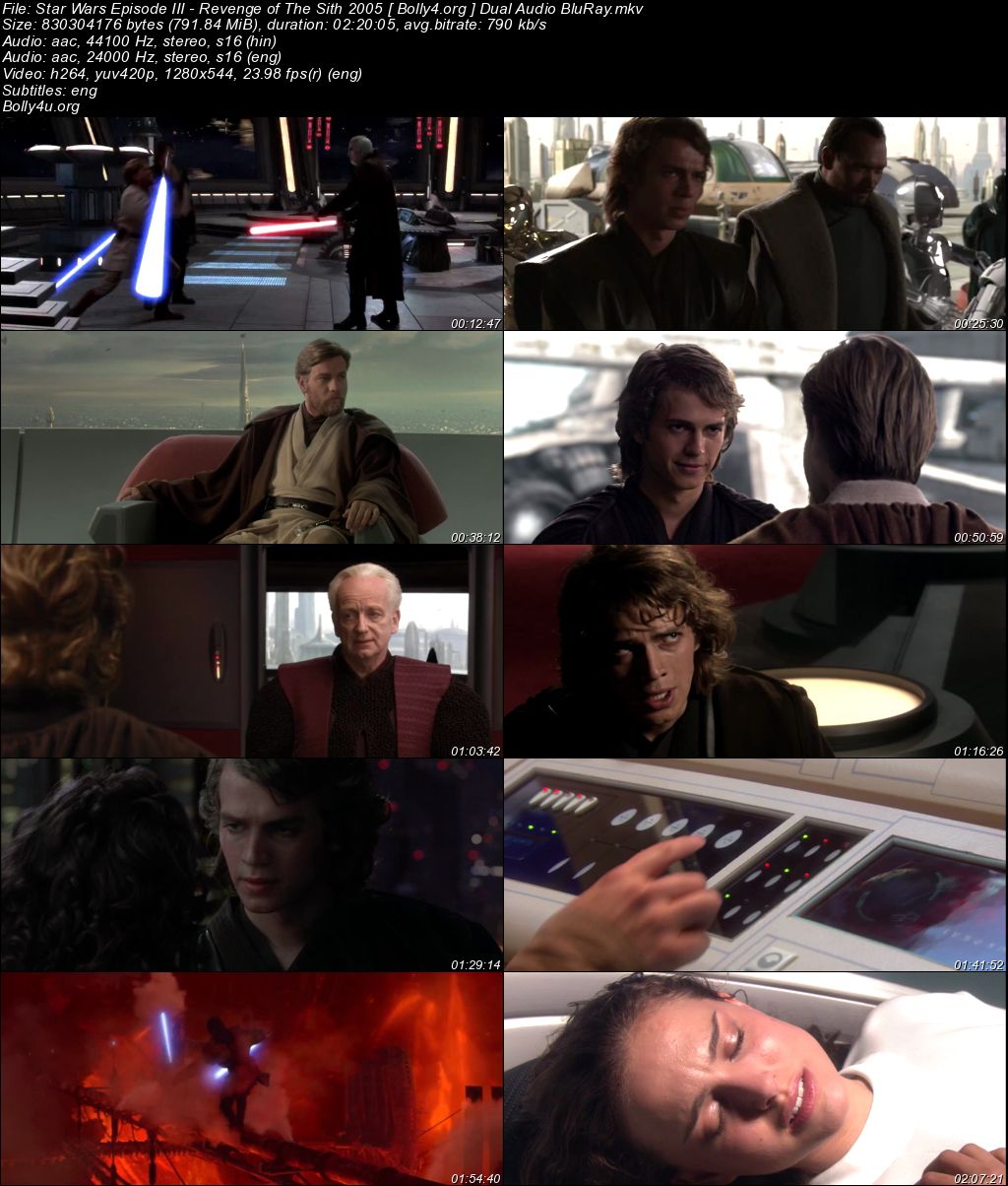 Star Wars Episode III Revenge of The Sith 2005 BRRip 800MB Hindi Dual Audio 720p Download