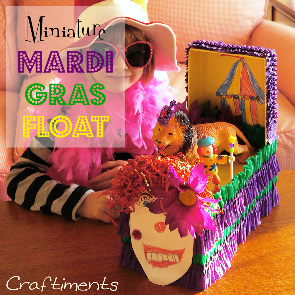 Craftiments:  Mardi Gras Shoebox Float