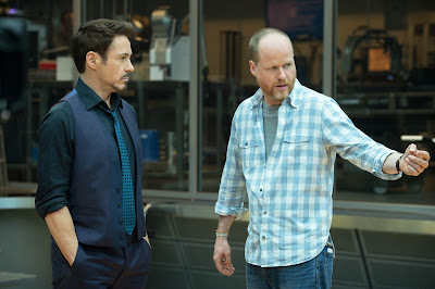 Joss Whedon and Robert Downey Jr. Avengers: Age of Ultron Set Photo