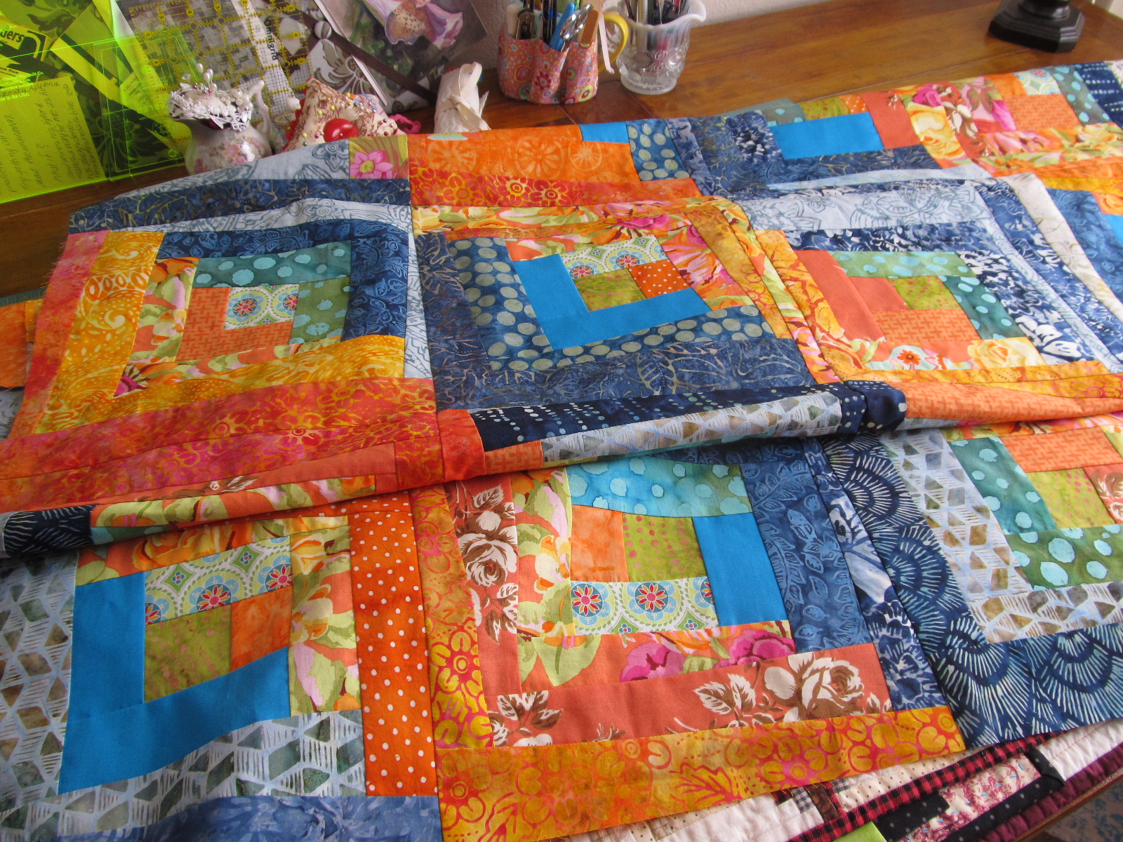 Crazy Victoriana crazy for quilts Butterfly for June, Log Cabin Flimsy