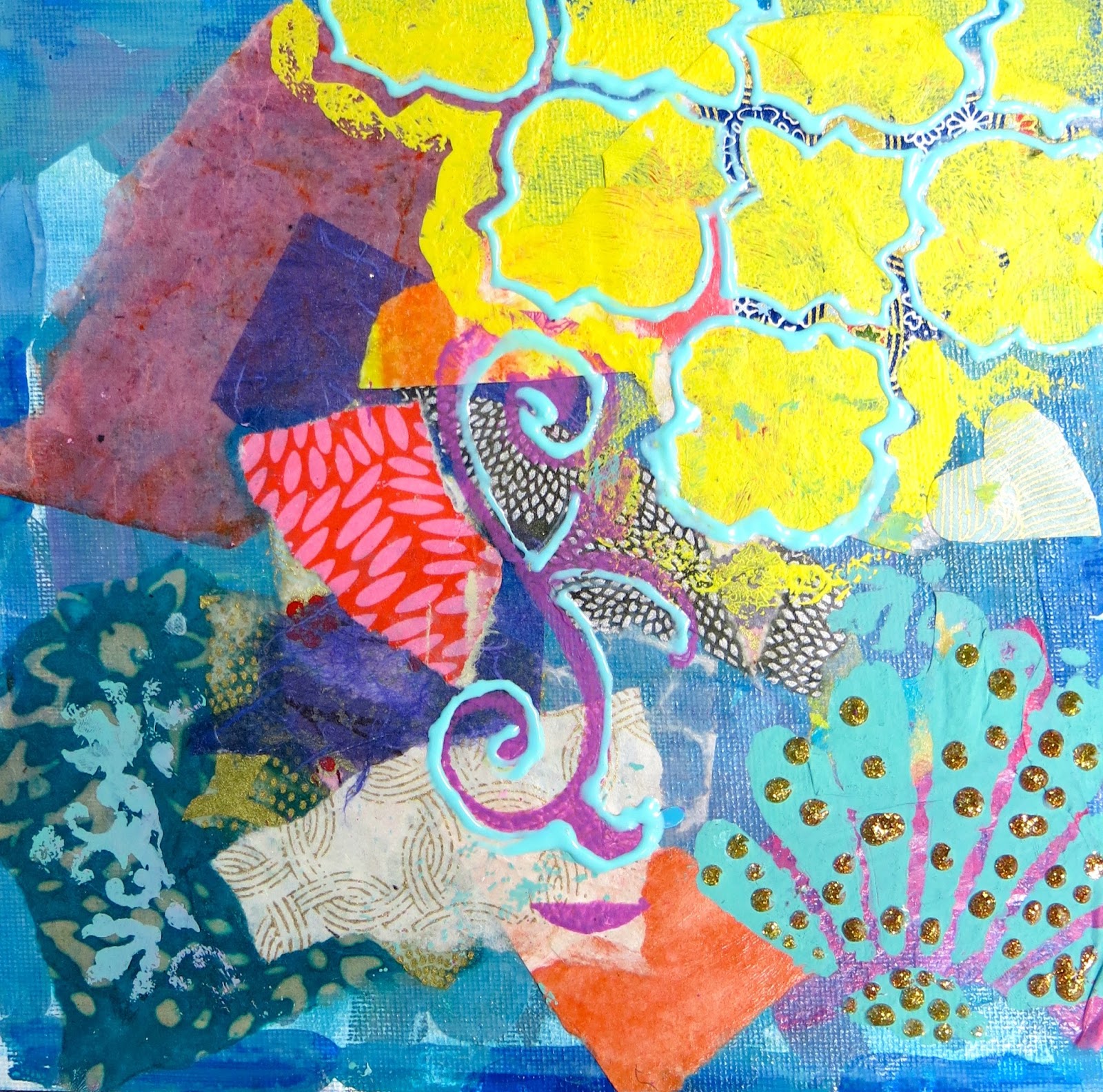 Cassie Stephens In the Art Room Abstract Painting with Fourth Grade