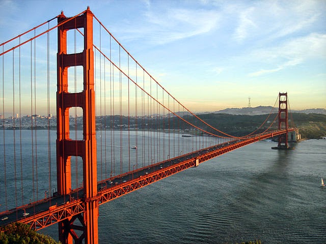 Golden Gate Bridge, San Francisco - an orange color bridge making it visible through fogs.