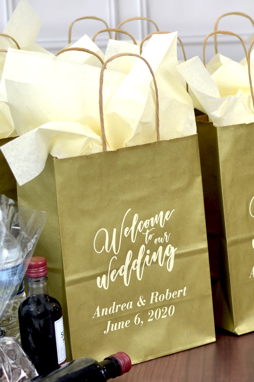 Gold Welcome To Our Wedding Guest Gift Bags