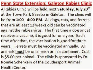 7-20 Galeton Rabies Clinic