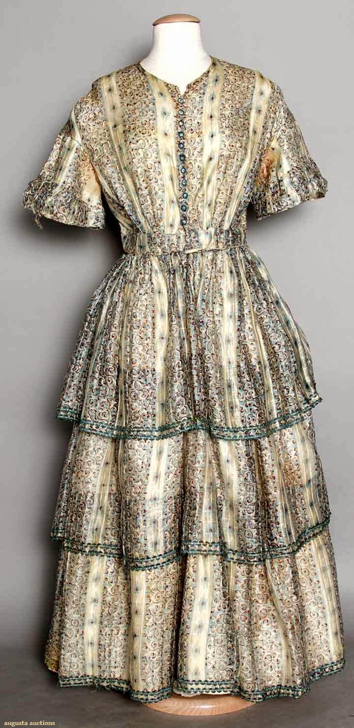 In the Swan's Shadow: PRINTED SILK DRESS, 1850s
