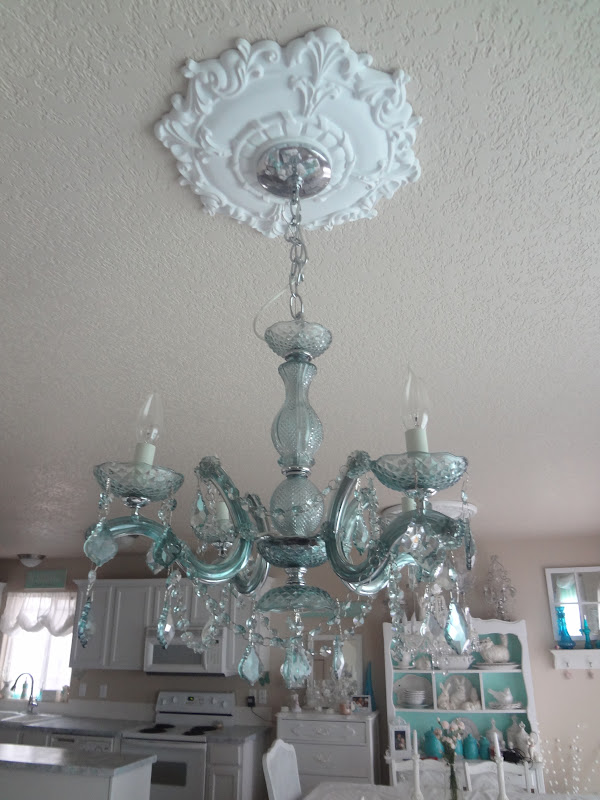 Not So Shabby - Shabby Chic: My New Blue/Green Crystal Chandelier