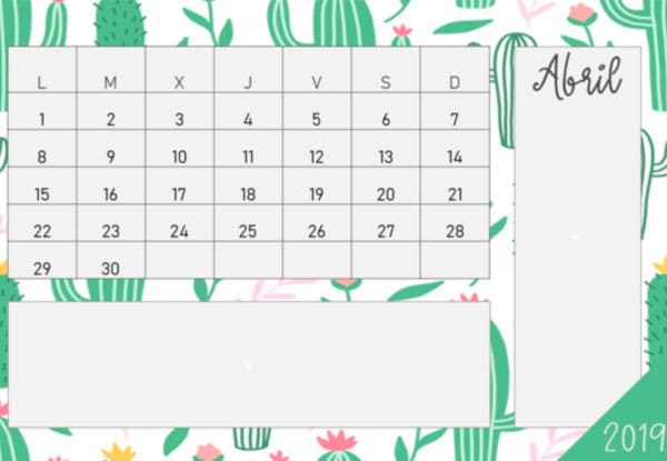 Calendario 2019 gratis en pdf gratis para niños