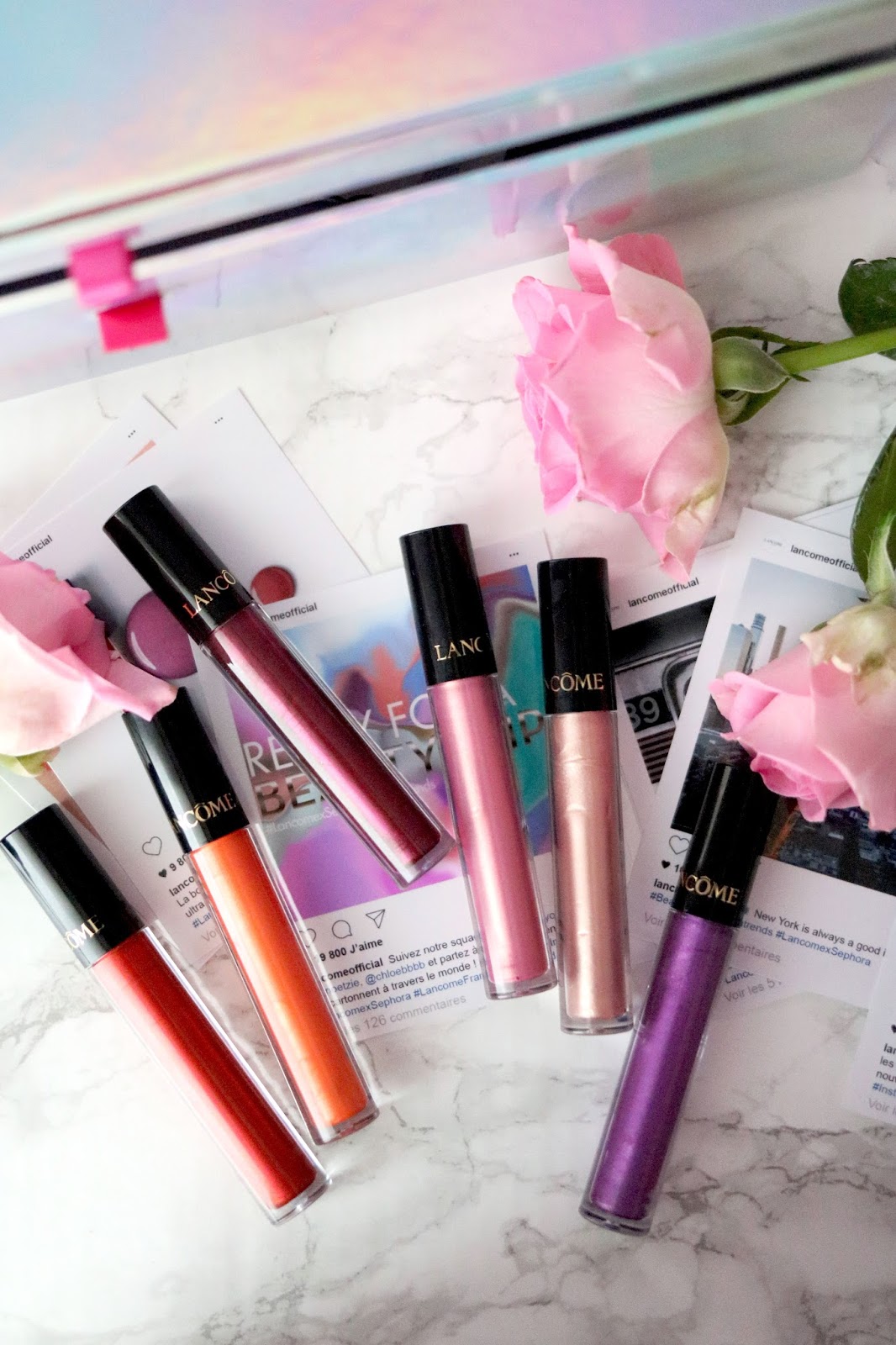 rosemademoiselle , rose mademoiselle , Lancôme, Instatrends , Sephora , Metallic Lip Lacquer , Le Métallique , Le Métallique Instatrends ,09 Mirrored Nude , 01 Polished Rose , 06 Meteoric Violet , 03 Orange Ore , 05 Rouge Magma , 13 Molten Magenta, Lancômexsephora,revue , avis, paris , blog beauté