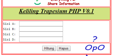 Menghitung Keliling Trapesium Dengan Menggunakan PHP Dan HTML