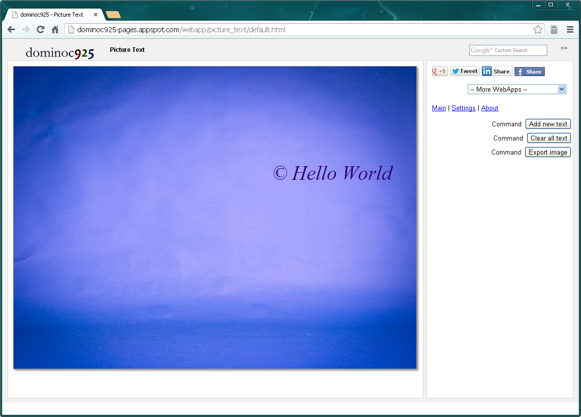 dominoc925: HTML5 Picture Text WebApp for making social network picture ...
