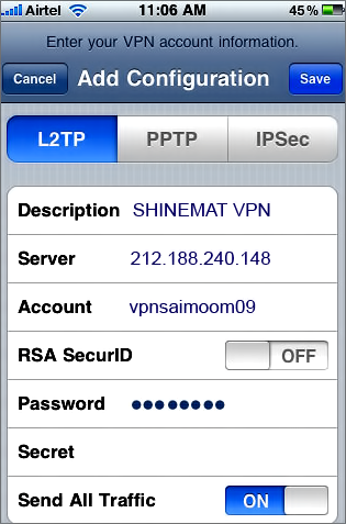 Configure VPN Server on iPhone