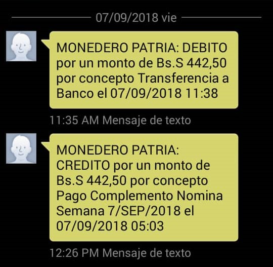 Mensaje que te llegará al recibir el “subsidio salarial” a través del Carnet de la Patria Mensaje que te llegará al recibir el “subsidio salarial” a través del Carnet de la Patria
