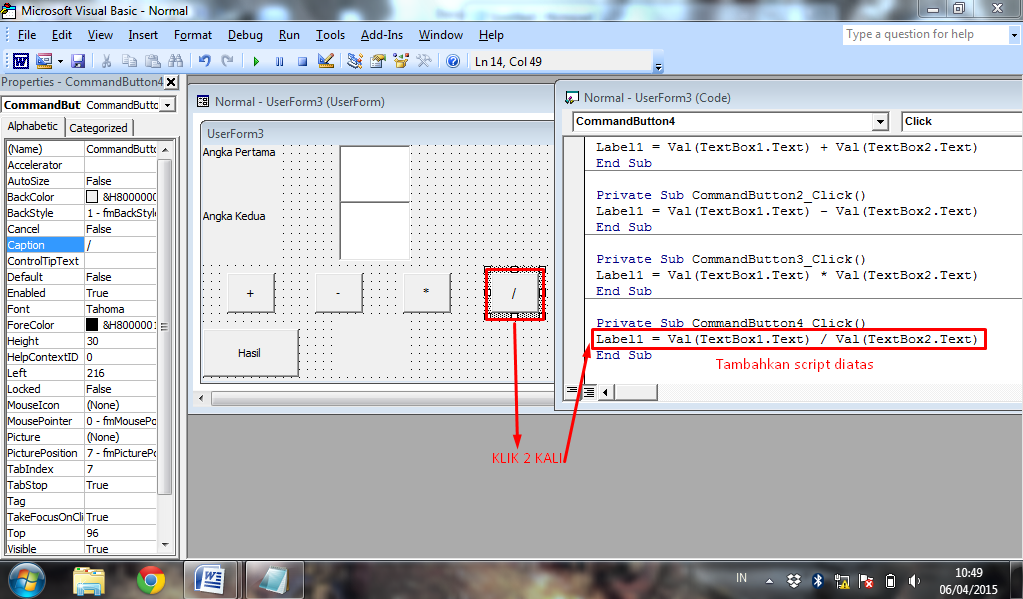 Membuat Kalkulator Menggunakan Microsoft VisualBasic 