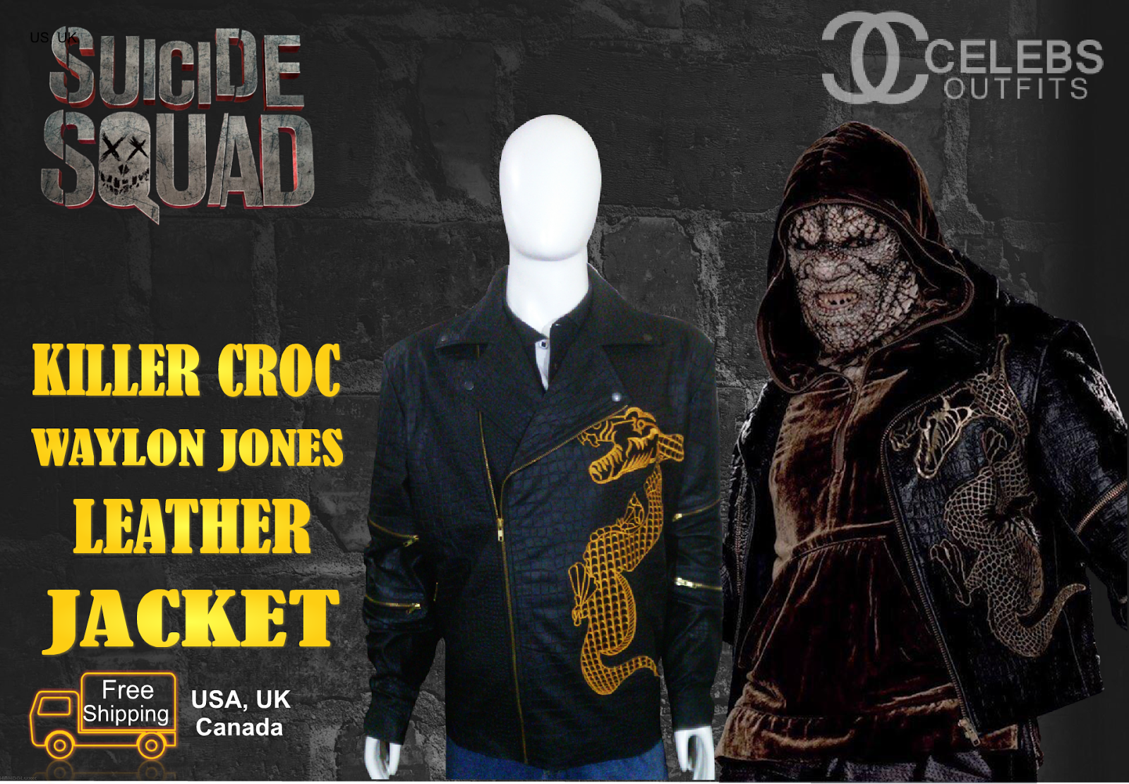 Suicide Squad Killer Dragon Croc Leather jacket Movie Leather Jackets