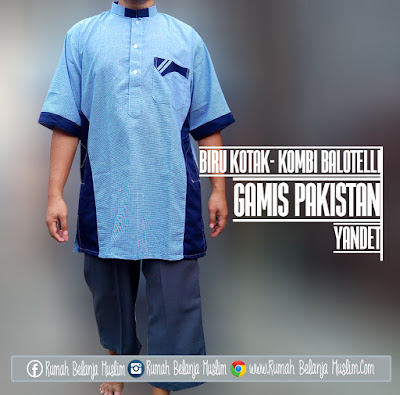 Gamis Pakistan Kotak Biru Kombi Balotelli Katun Yandet Gamis Pakistan Kotak Biru Kombi Balotelli Katun Yandet