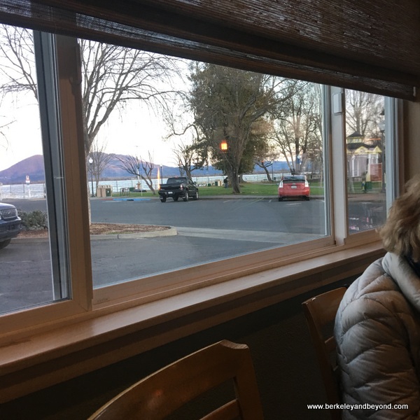 Clear Lake seen from Park Place restaurant window in Lakeport, California Clear Lake seen from Park Place restaurant window in Lakeport, California