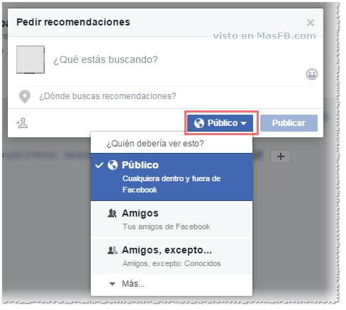 Pedir recomendaciones en Facebook Pedir recomendaciones en Facebook - MasFB