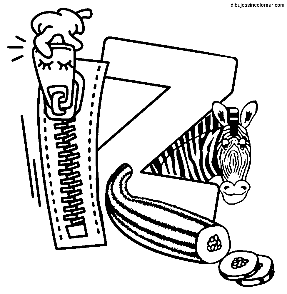 Dibujos Sin Colorear: Letras del Alfabeto para Colorear (U, V, W, X, Y y Z)