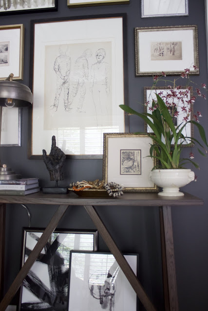 Benjamin Moore Iron Mountain black paint in beautiful bedroom designed by Sherry Hart of Design Indulgence for ORC.