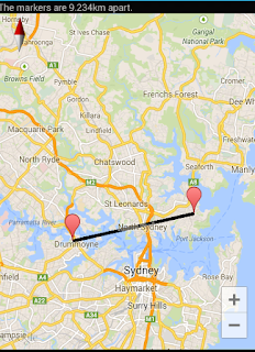 calculate distance between two points on map using JavaScript ~ Asp