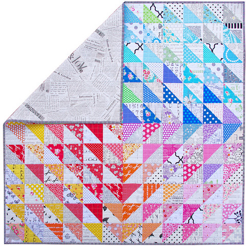 A Rainbow Half Square Triangle Quilt  - Red Pepper Quilts
