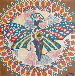 Original Butterfly Mandala Painting with Art Nouveau Color Palette Original Butterfly Mandala Painting with Art Nouveau Color Palette