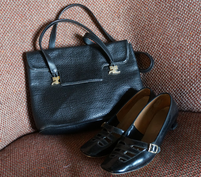 andré courreges bag black patent loafers 1960s 1970s 70s 80s 60s 1980s