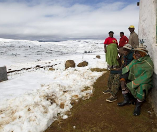 The tiny kingdom of Lesotho has a ski resort high in the cold snowcapped mountains.