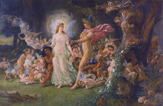 Pintura: Joseph Noel Paton: Estudio para "La disputa entre Oberón y Titania" (Study for The Quarrel of Oberon and Titania, ca. 1849)