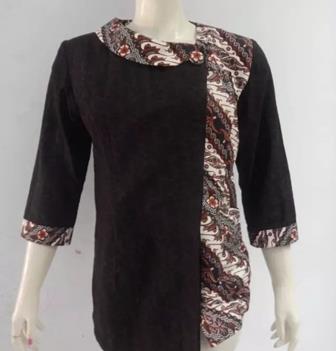 Baju Batik Kerja Kombinasi Polos Modern