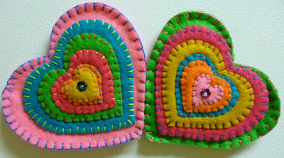 colorful felt heart-shaped magnets