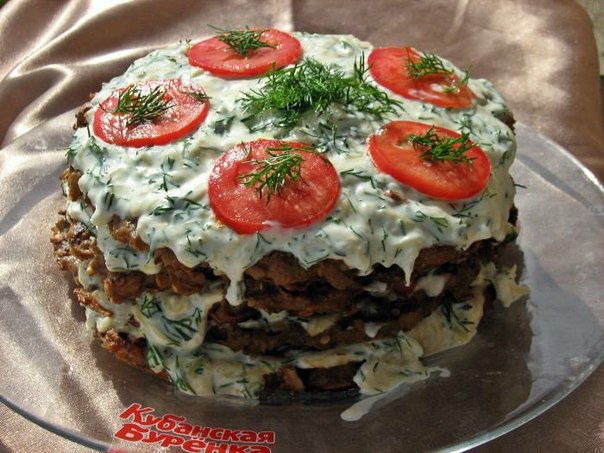 Овощной торт из баклажанов