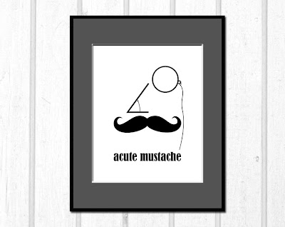 mustached abstract face with monocle and right angle nose