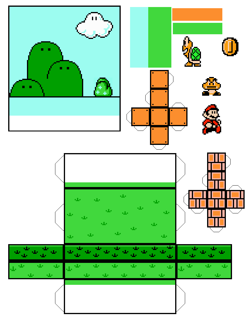 Papercraft Diorama Mario Template