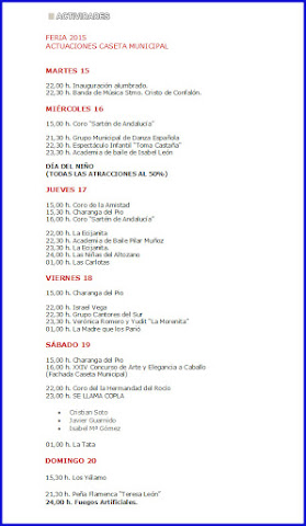 PROGRAMA DE LA FERIA DE ECIJA 2015 - CASETA MUNICIPAL PROGRAMA DE LA FERIA DE ECIJA 2015 - CASETA MUNICIPAL