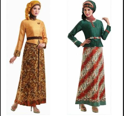 long dress batik kombinasi polos