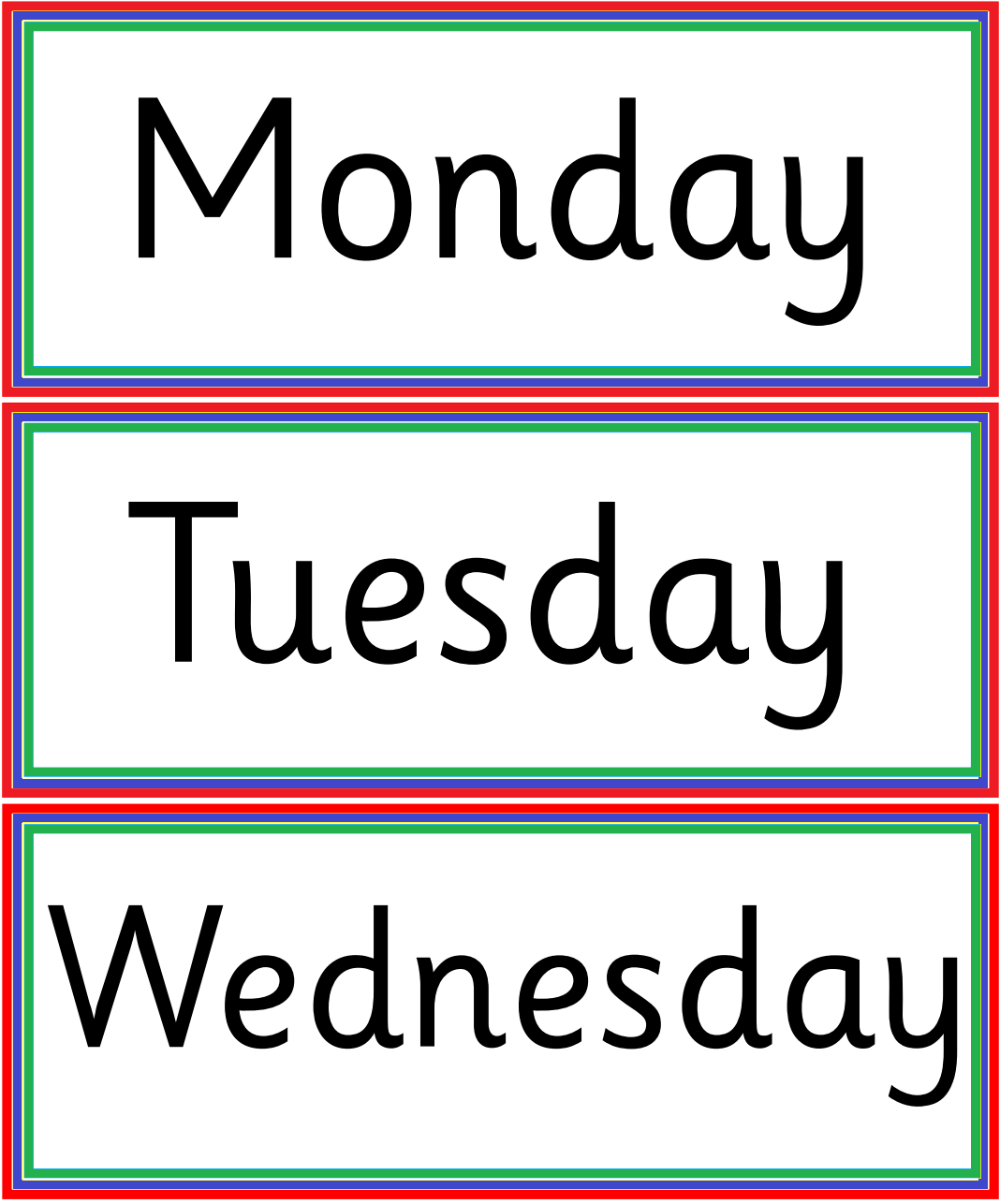 Days Of The Week Free Printable Flashcards
