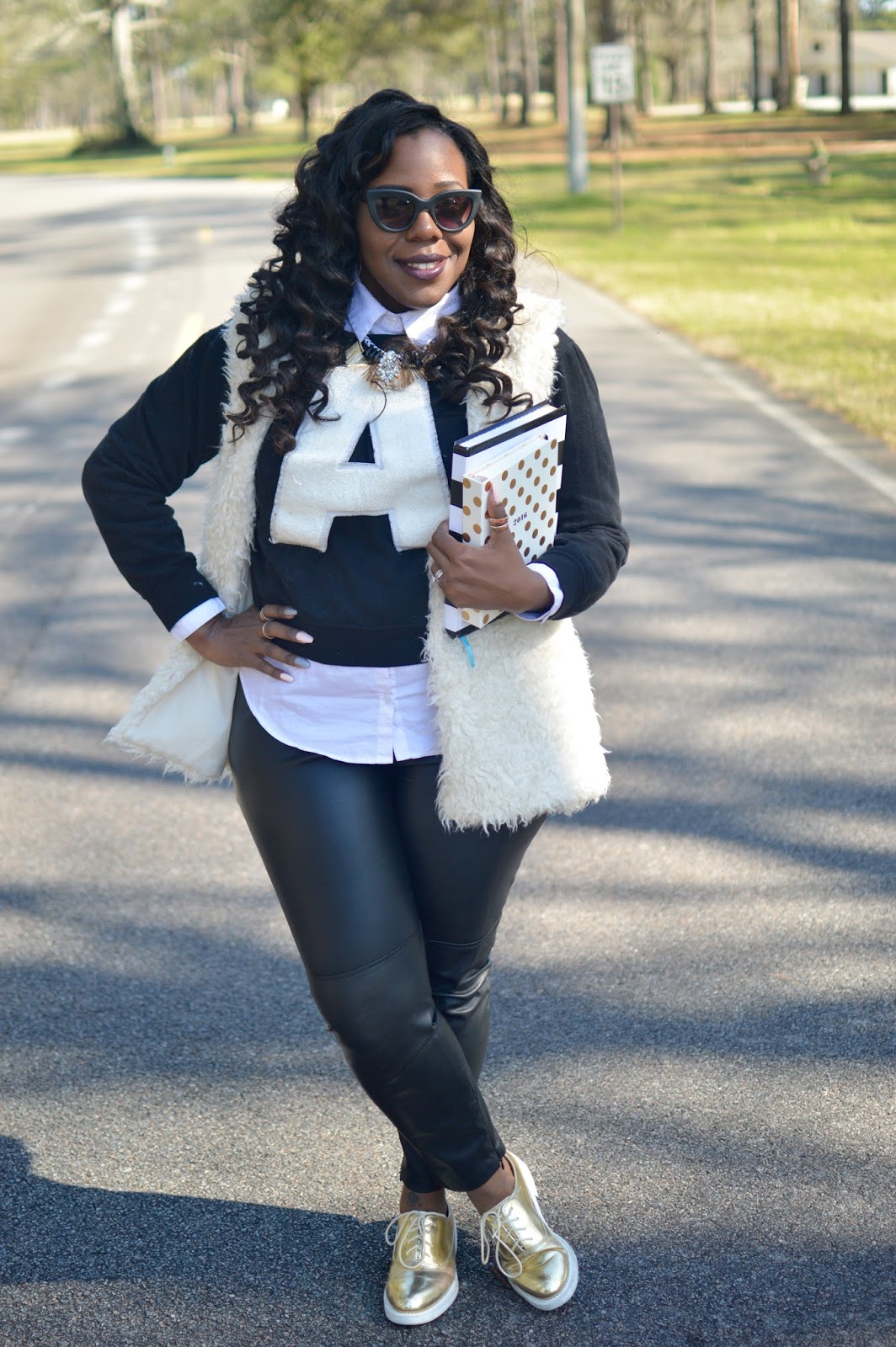 Ali's Fashion Sense Sweatshirt + Faux Leather Pants